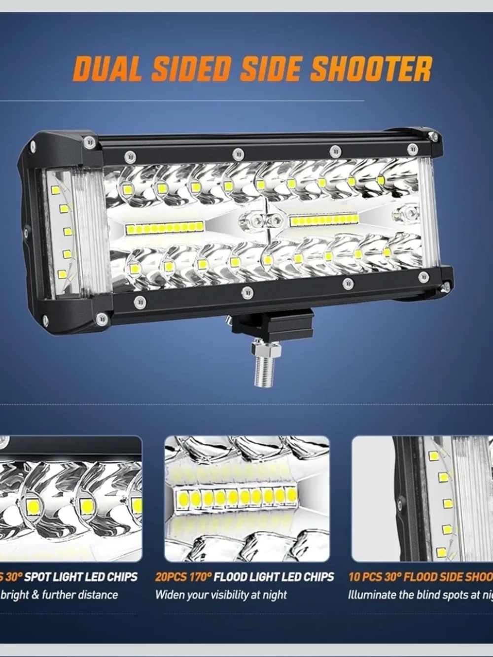 Nilight 7” Side Shooter LED Light Bars 2PC Spot Flood Kit w/ Harness - Picture 3 of 8